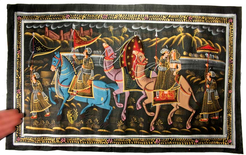 Peinture Rajput Miniature Indienne – Chasse Royale à Dos de Chameau