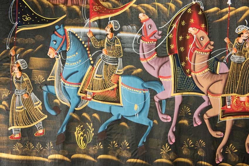 Peinture Rajput Miniature Indienne – Chasse Royale à Dos de Chameau