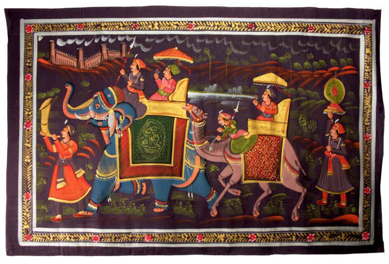 Peinture Rajput Miniature Indienne – Scène de Chasse Royale