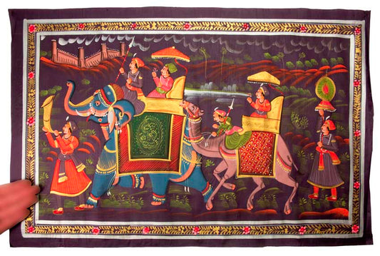 Peinture Rajput Miniature Indienne – Scène de Chasse Royale