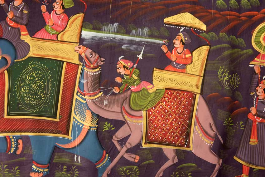 Peinture Rajput Miniature Indienne – Scène de Chasse Royale