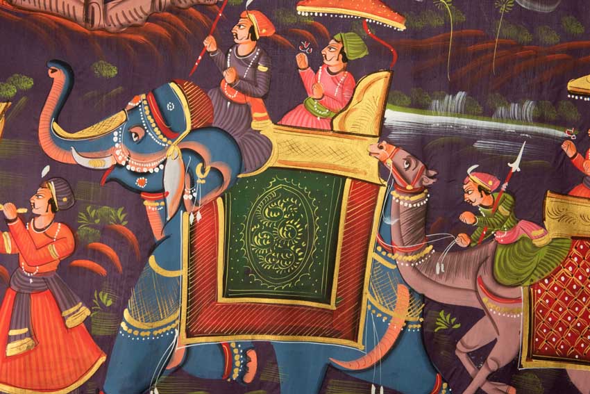 Peinture Rajput Miniature Indienne – Scène de Chasse Royale