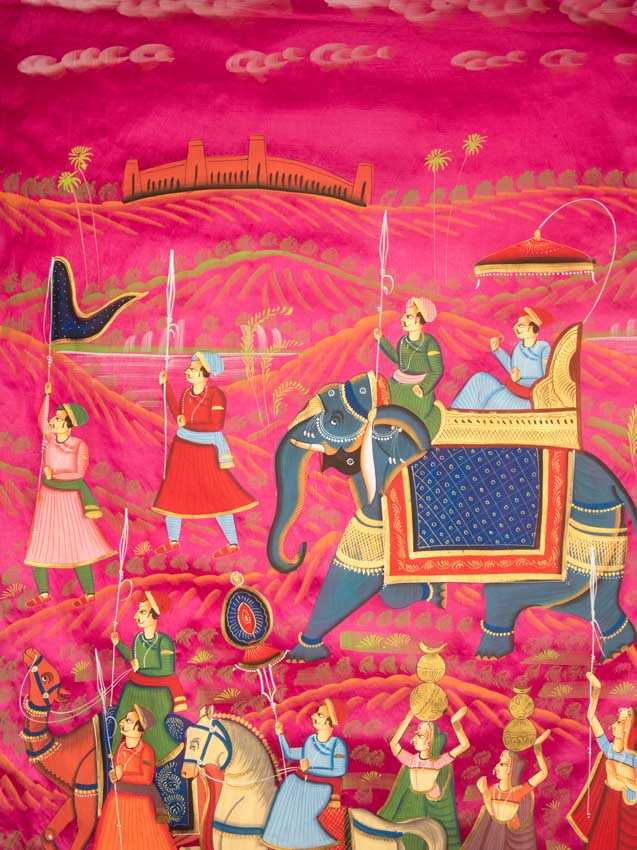 Peinture Rajput Miniature Indienne – Scène de Chasse à la Cour Royale