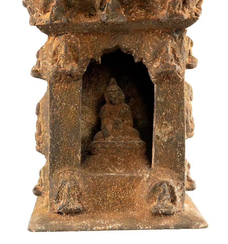 Temple bouddhiste avec statue de Bouddha Shakyamuni 25 cm – autel pagode artisanal du Népal