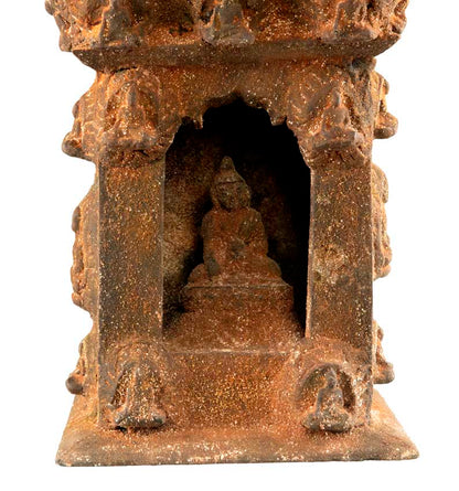 Temple bouddhiste avec statue de Bouddha Shakyamuni 25 cm – autel pagode artisanal du Népal