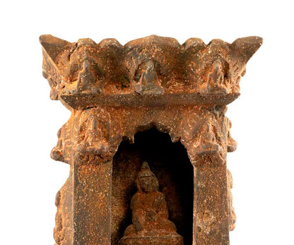 Temple bouddhiste avec statue de Bouddha Shakyamuni 25 cm – autel pagode artisanal du Népal