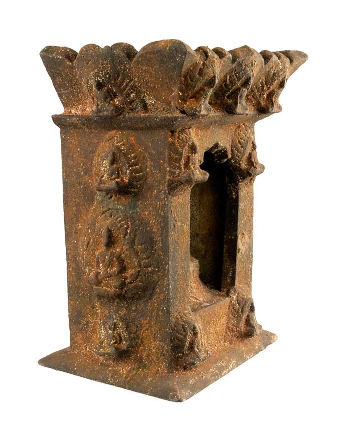 Temple bouddhiste avec statue de Bouddha Shakyamuni 25 cm – autel pagode artisanal du Népal