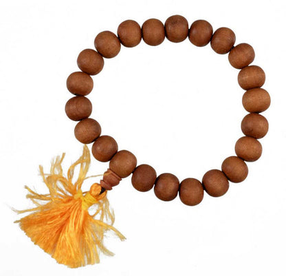 Bracelet mala en bois de santal jaune 21 perles – Sérénité et tradition spirituelle
