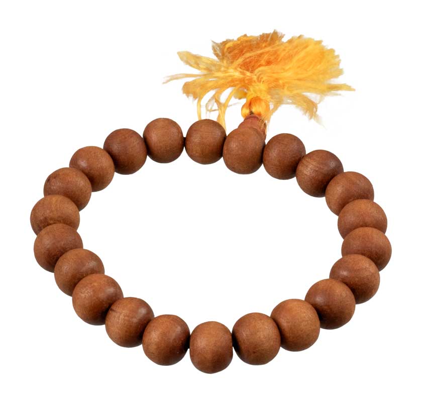 Bracelet mala en bois de santal jaune 21 perles – Sérénité et tradition spirituelle