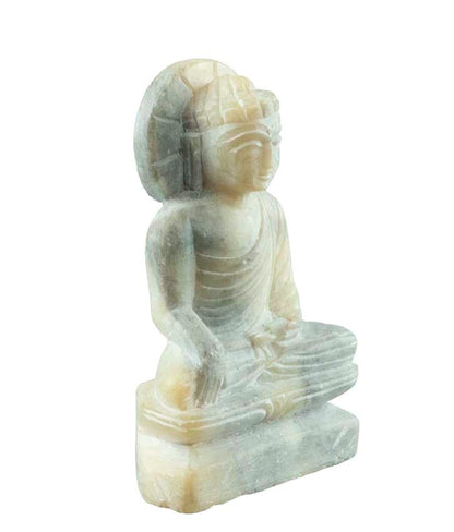 Statuette Bouddha Sakyamuni en pierre sculptée – Sculpture artisanale indienne en stéatite