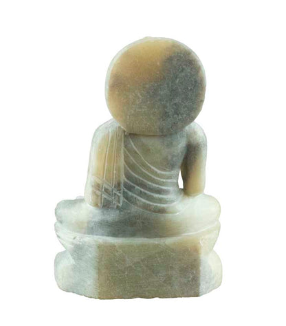 Statuette Bouddha Sakyamuni en pierre sculptée – Sculpture artisanale indienne en stéatite