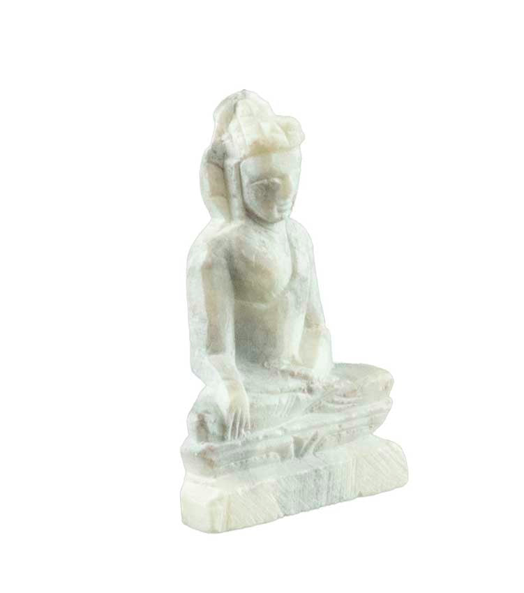 Statuette Bouddha Sakyamuni en pierre sculptée – Artisanat indien miniature de Varanasi