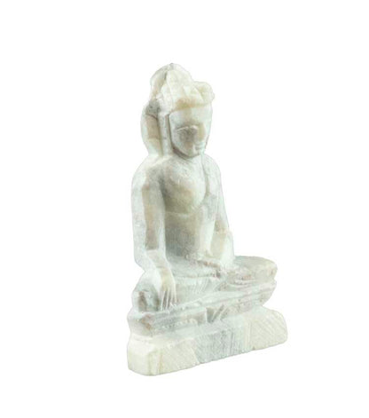 Statuette Bouddha Sakyamuni en pierre sculptée – Artisanat indien miniature de Varanasi