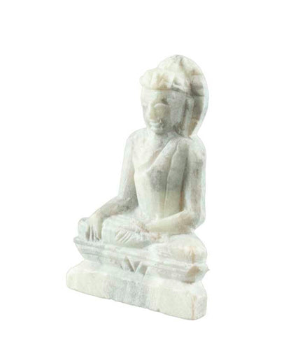 Statuette Bouddha Sakyamuni en pierre sculptée – Artisanat indien miniature de Varanasi