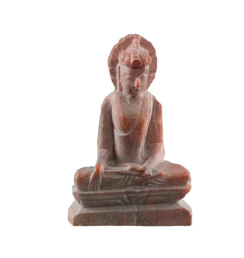 Statuette Bouddha Sakyamuni en pierre sculptée – Miniature spirituelle artisanale d’Inde