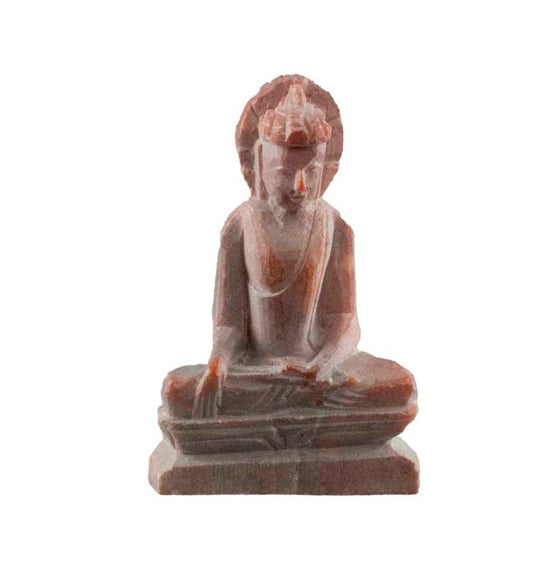 Statuette Bouddha Sakyamuni en pierre sculptée – Miniature spirituelle artisanale d’Inde