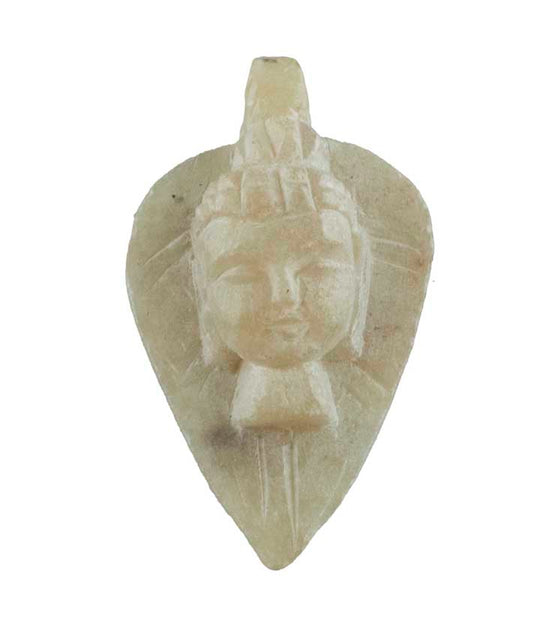 Statuette Bouddha sur feuille de Bodhi en stéatite – Symbole d’éveil et de sagesse de l’Inde