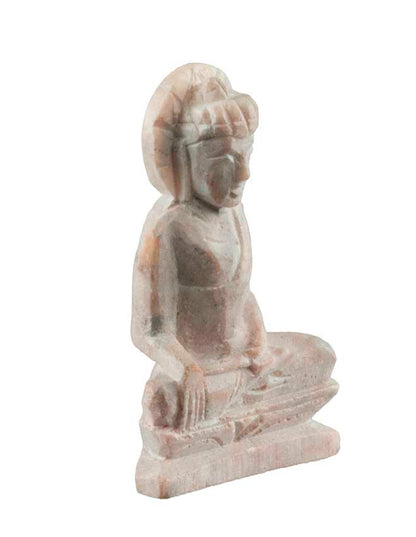 Statuette Bouddha Sakyamuni en pierre sculptée – Miniature spirituelle artisanale d’Inde