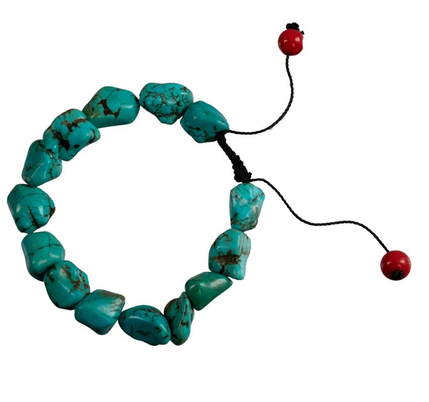Bracelet Bouddhiste Perles Turquoise en Résine – Artisanat du Népal