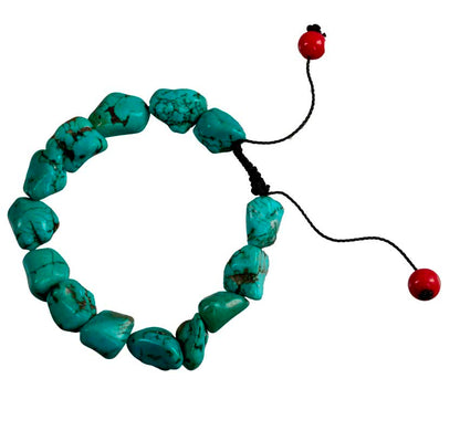 Bracelet Bouddhiste Perles Turquoise en Résine – Artisanat du Népal