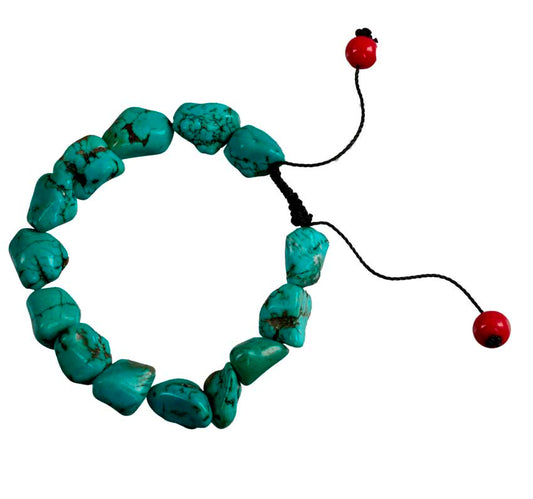 Bracelet Bouddhiste Perles Turquoise en Résine – Artisanat du Népal