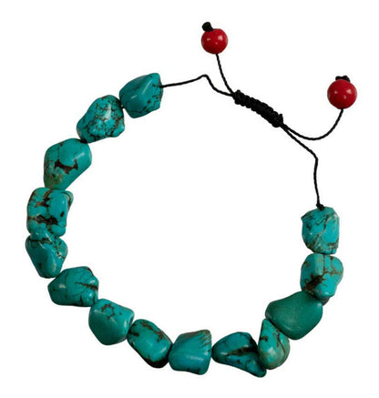 Bracelet Bouddhiste Perles Turquoise en Résine – Artisanat du Népal