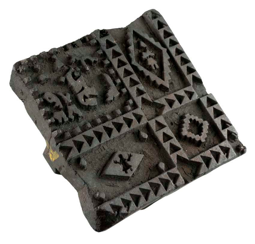 Tampon Indien Ancien en Bois Bunta – Batik, Block Print et Motif Géométrique