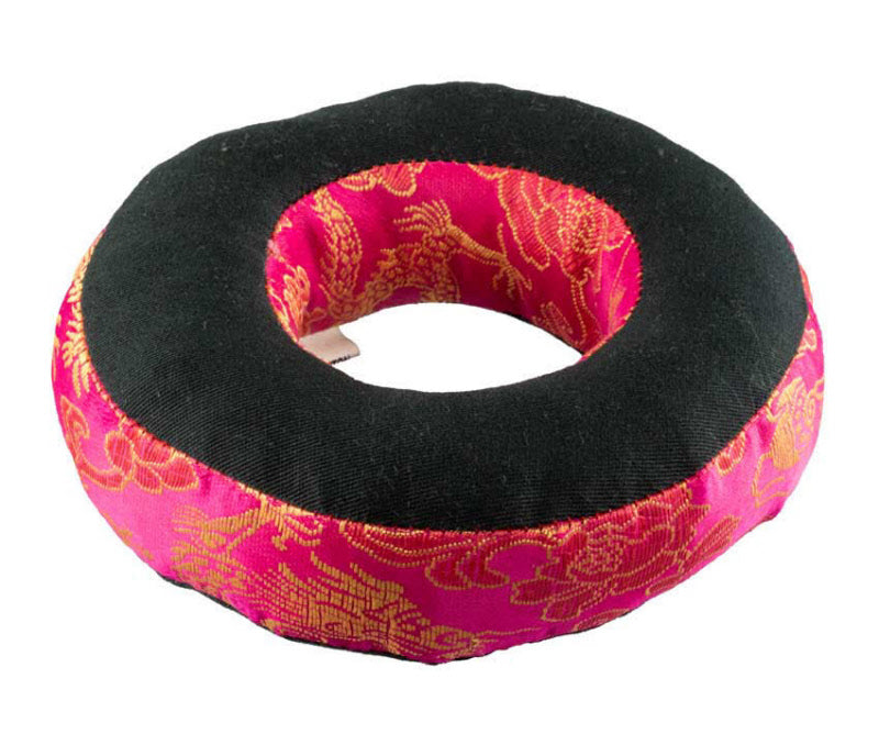 Coussin pour Bol Tibétain Ø13 cm – Brocart Rose Fuchsia – Artisanat du Népal