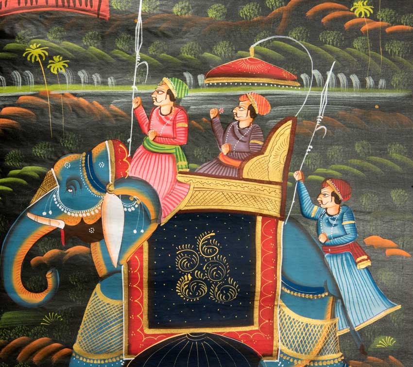 Peinture Moghole Pichwai Indienne – Procession Royale du Maharaja