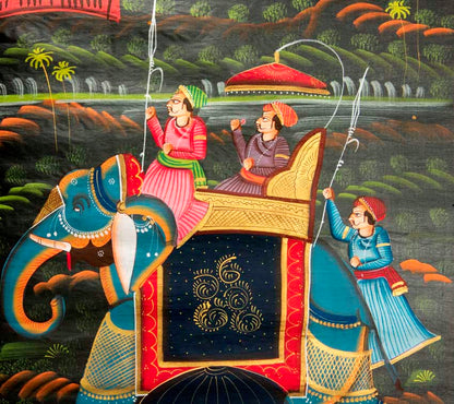 Peinture Moghole Pichwai Indienne – Procession Royale du Maharaja