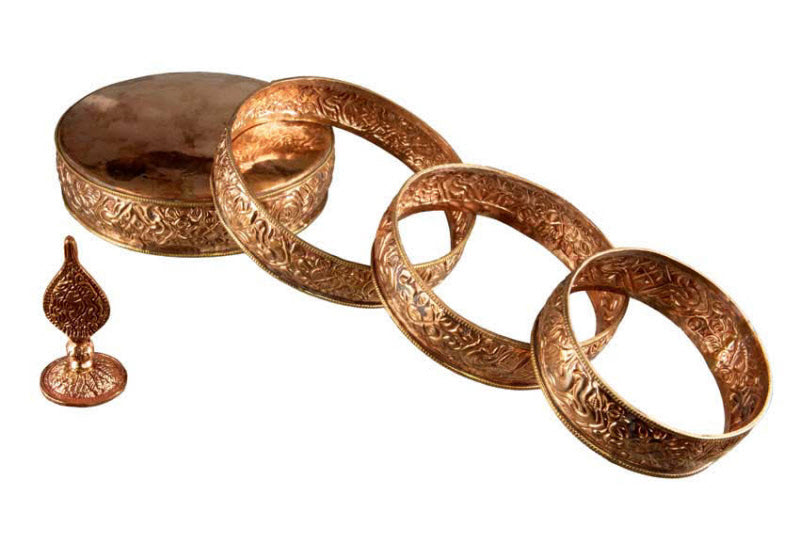 Set De 4 Plateaux Rituels Offrande Du Mandala En Cuivre – Bouddhisme Tibétain