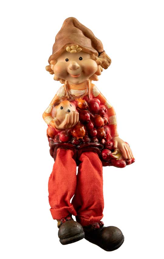 Figurine Lutin d'Automne – Elfe avec Oiseau en Résine pour Décoration Intérieure
