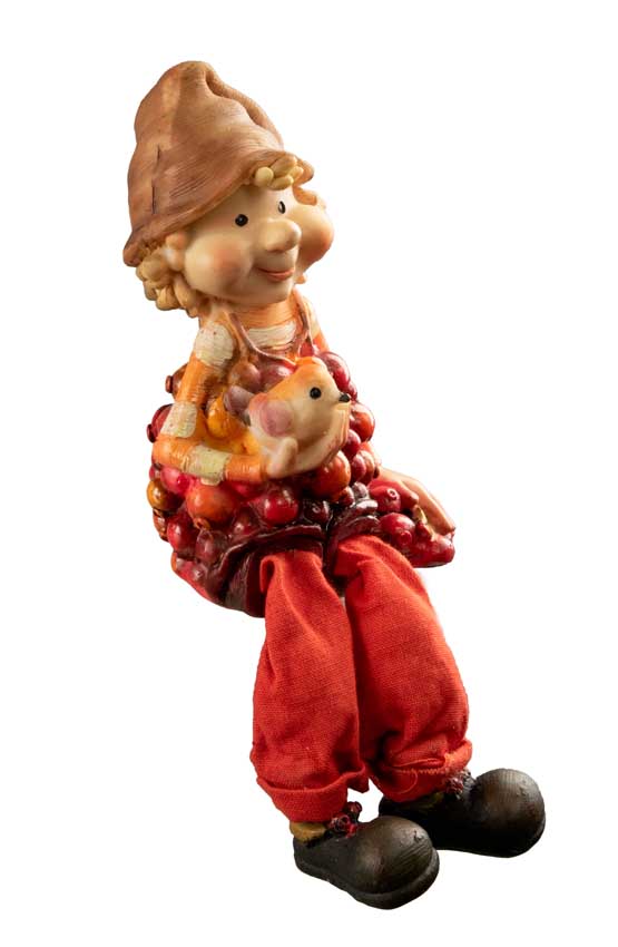 Figurine Lutin d'Automne – Elfe avec Oiseau en Résine pour Décoration Intérieure