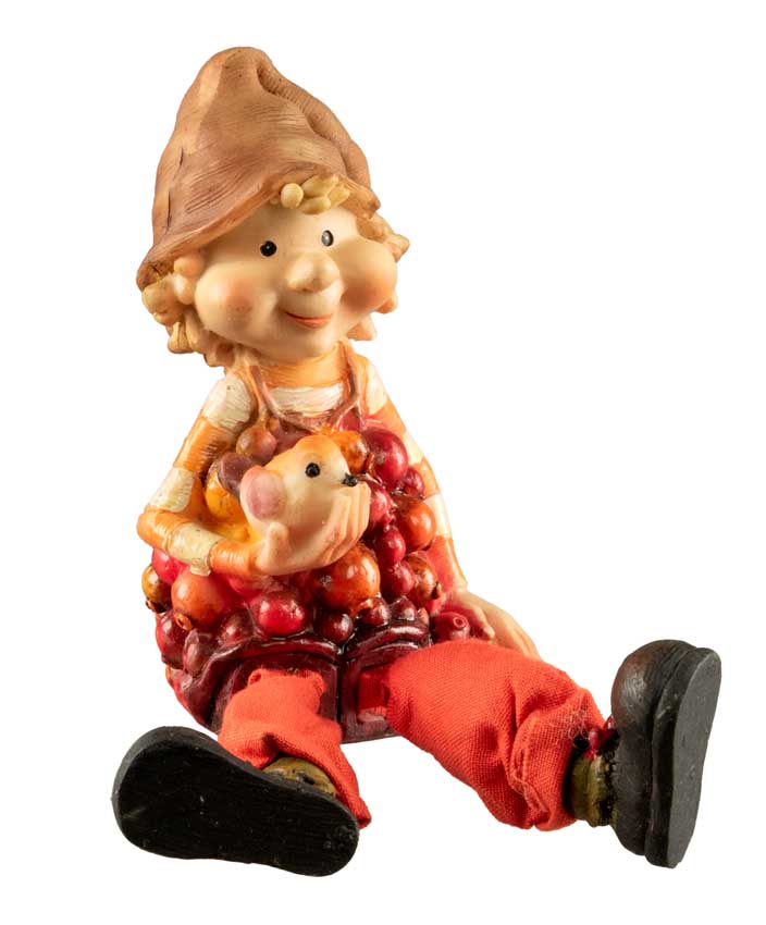 Figurine Lutin d'Automne – Elfe avec Oiseau en Résine pour Décoration Intérieure