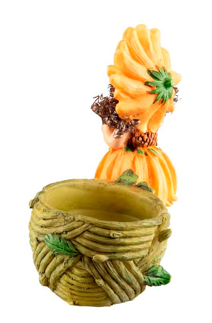 Figurine Lutin Fleur – Elfe Féérique avec Chapeau et Robe Fleurie en Résine