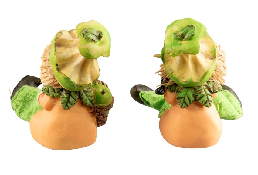 Lot De 2 Figurines Lutins d'Automne – Elfes Pomme Avec Oiseau En Résine