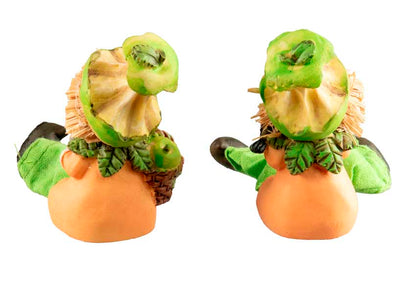Lot De 2 Figurines Lutins d'Automne – Elfes Pomme Avec Oiseau En Résine