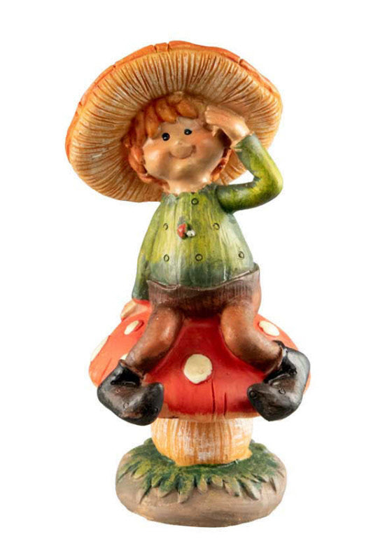 Figurine Lutin Champignon – Elfe d'Automne Féérique en Résine