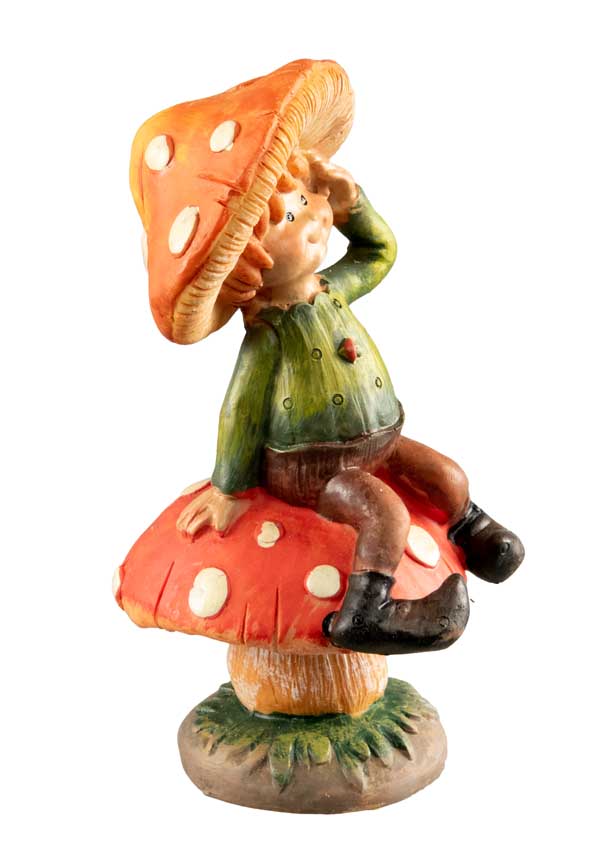 Figurine Lutin Champignon – Elfe d'Automne Féérique en Résine