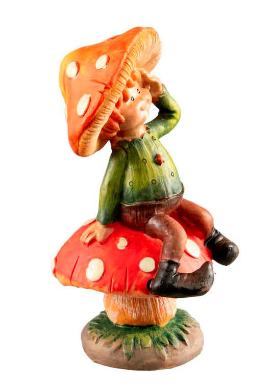 Figurine Lutin Champignon – Elfe d'Automne Féérique en Résine