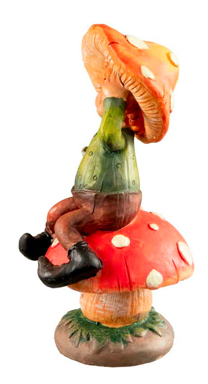 Figurine Lutin Champignon – Elfe d'Automne Féérique en Résine