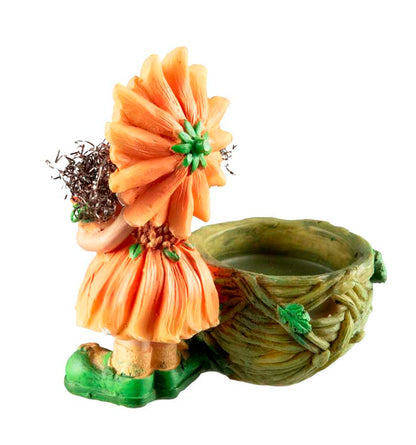 Figurine Lutin Fleur – Elfe d'Automne avec Panier en Résine