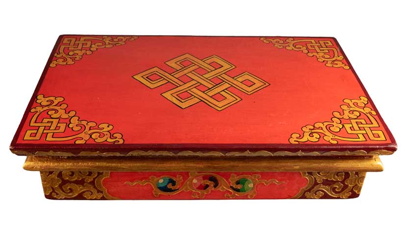 Table de méditation tibétaine pliable 40,5 cm – autel artisanal motif Lion des Neiges