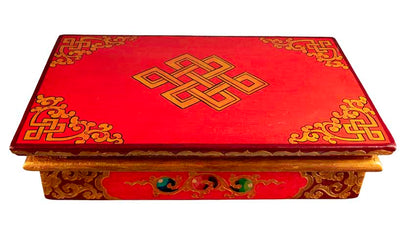 Table de méditation tibétaine pliable 40,5 cm – autel artisanal motif Lion des Neiges