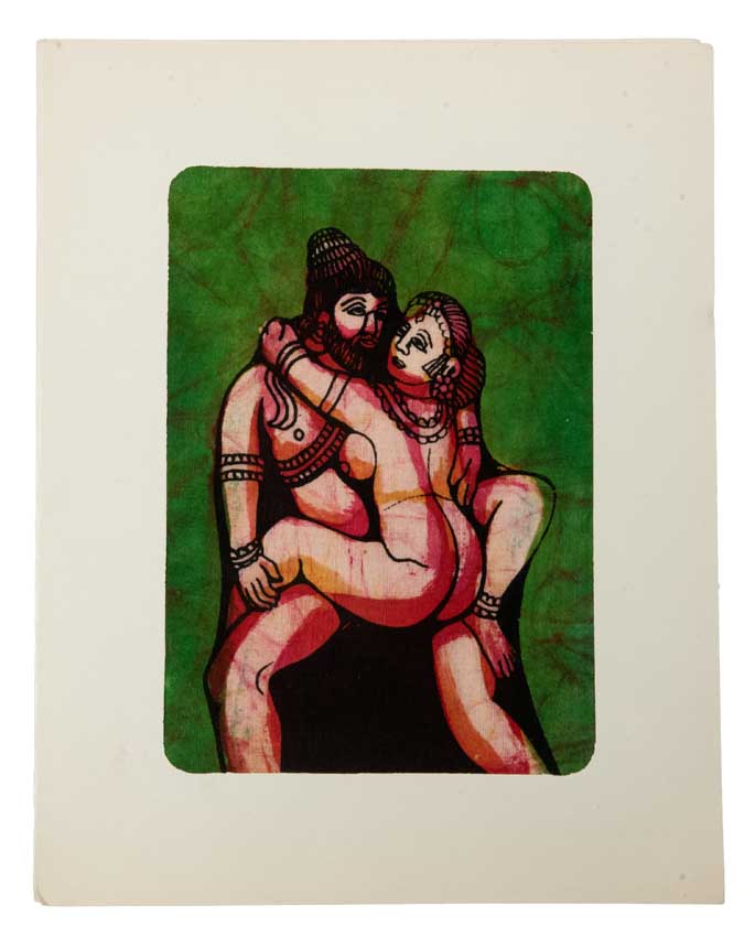 Tenture Kamasutra Batik : Miniature Érotique Indienne