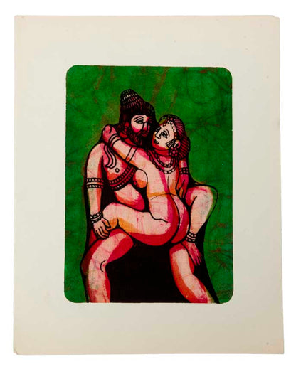 Tenture Kamasutra Batik : Miniature Érotique Indienne