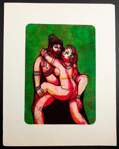 Tenture Kamasutra Batik : Miniature Érotique Indienne