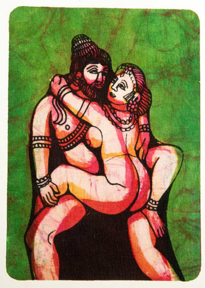 Tenture Kamasutra Batik : Miniature Érotique Indienne