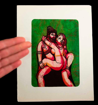 Tenture Kamasutra Batik : Miniature Érotique Indienne