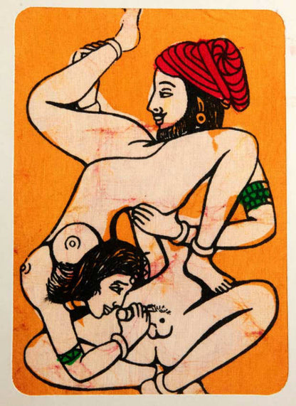 Tenture Kamasutra Batik : Miniature Érotique Indienne
